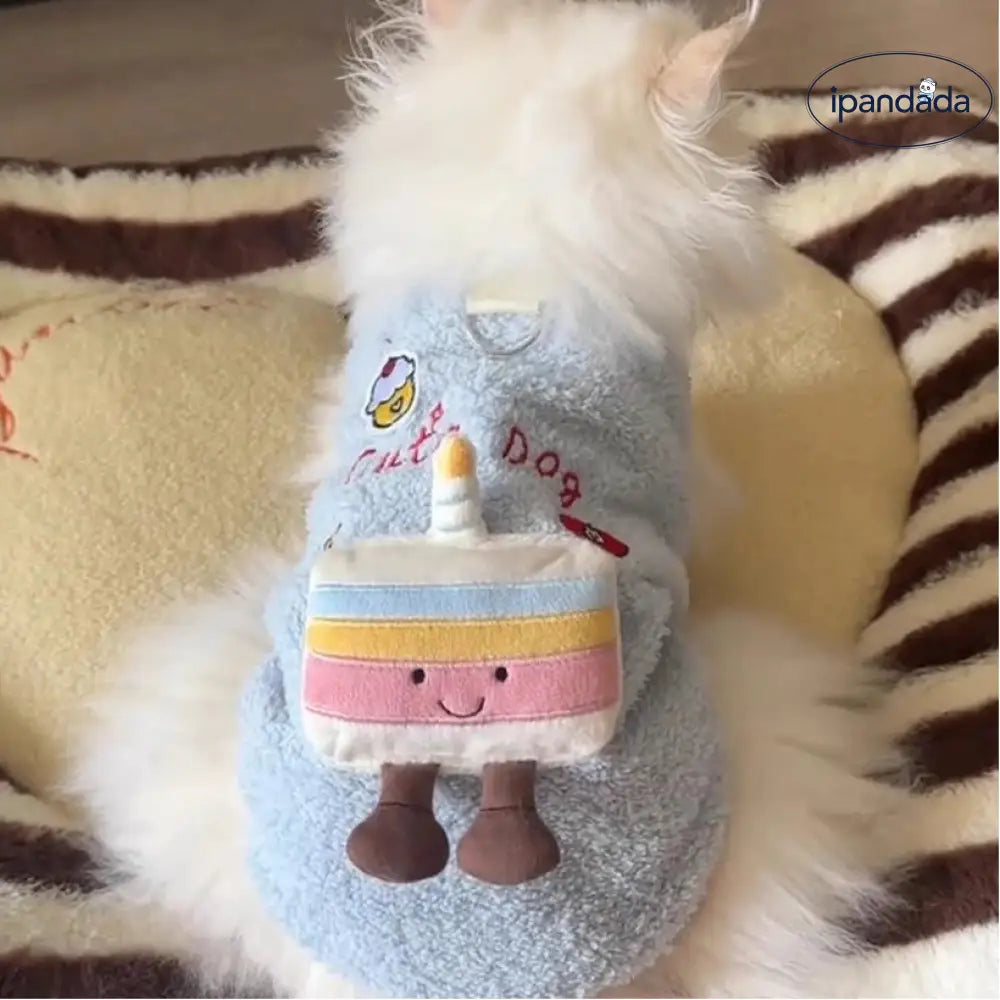 犬服 秋冬 フリース かわいい ケーキキャラクター フリースジャケット テディベア ネコ 小型犬 ペット服 ID3331