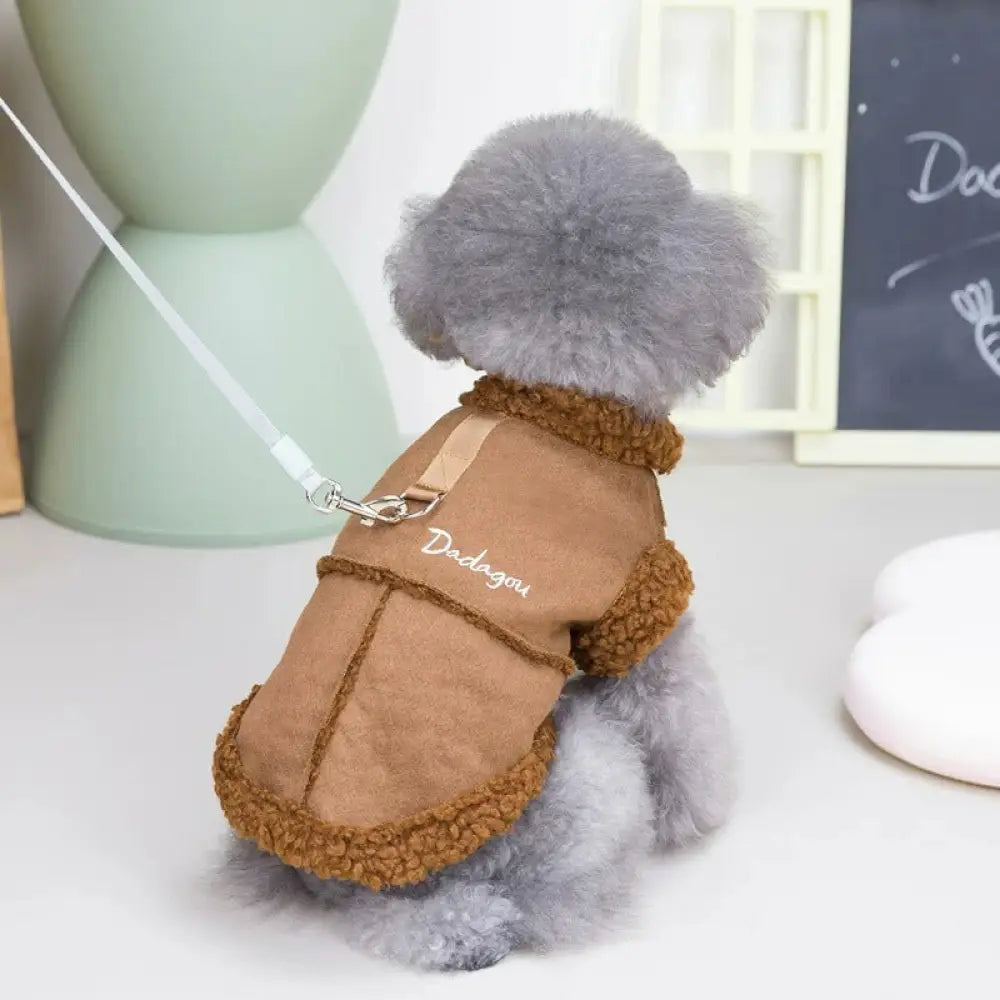 犬服 秋冬 かわいい 暖かい おしゃれ シンプル コート ジャケット ドッグウェア 犬用 パーカー 秋服 冬服 防寒コート小中型犬 部屋着 脱毛保護 お散歩 ID2620 ブラウン / S