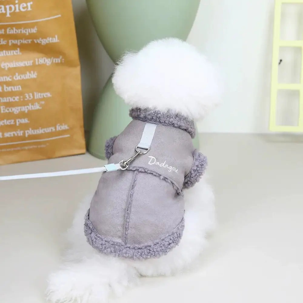 犬服 秋冬 かわいい 暖かい おしゃれ シンプル コート ジャケット ドッグウェア 犬用 パーカー 秋服 冬服 防寒コート小中型犬 部屋着 脱毛保護 お散歩 ID2620 グレー / S