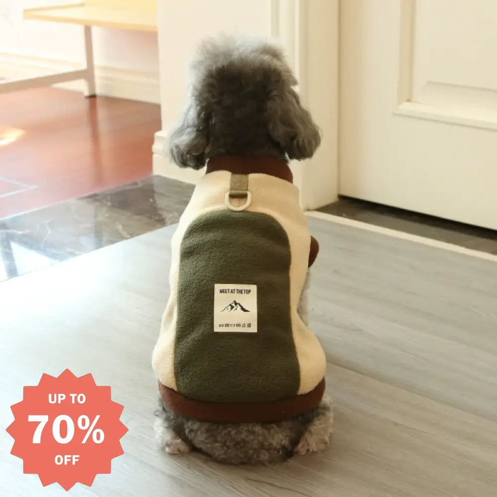 犬服 秋冬 コンビカラー ダブルレイヤー フリース 保温 ビションフリーゼ テディ 小型犬 ペットウェア 秋猫服 ID3033 アイボリー / S