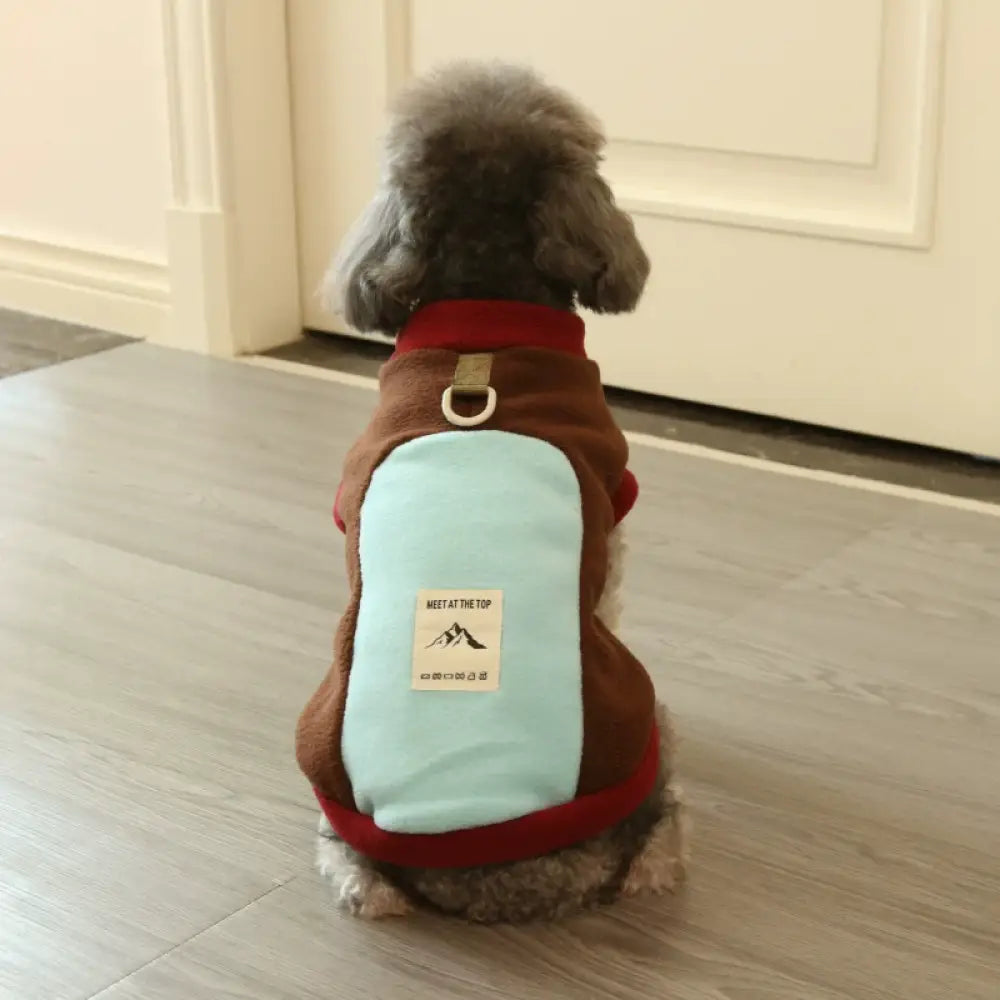 犬服 秋冬 コンビカラー ダブルレイヤー フリース 保温 ビションフリーゼ テディ 小型犬 ペットウェア 秋猫服 ID3033 ブラウン / S