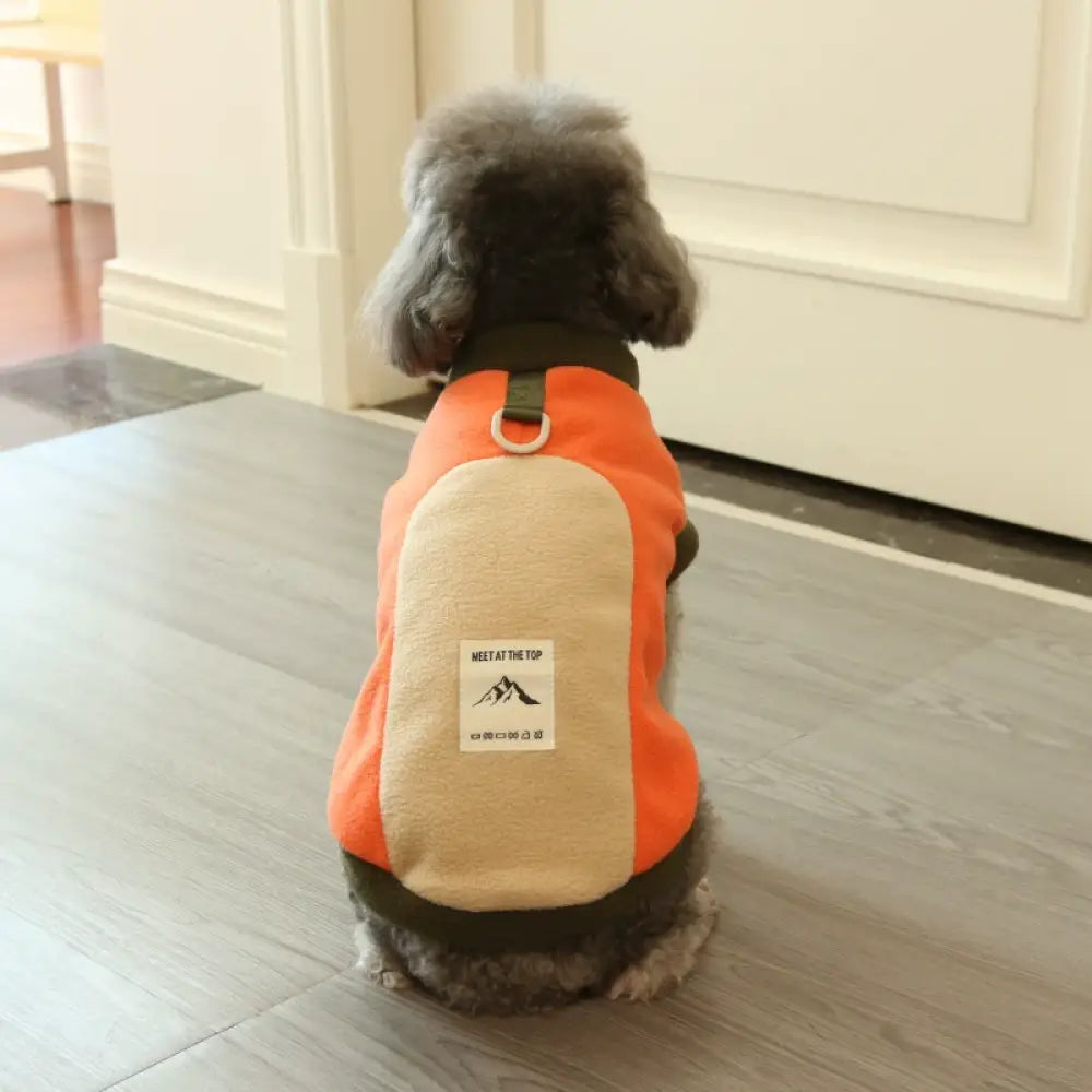 犬服 秋冬 コンビカラー ダブルレイヤー フリース 保温 ビションフリーゼ テディ 小型犬 ペットウェア 秋猫服 ID3033 オレンジ / S