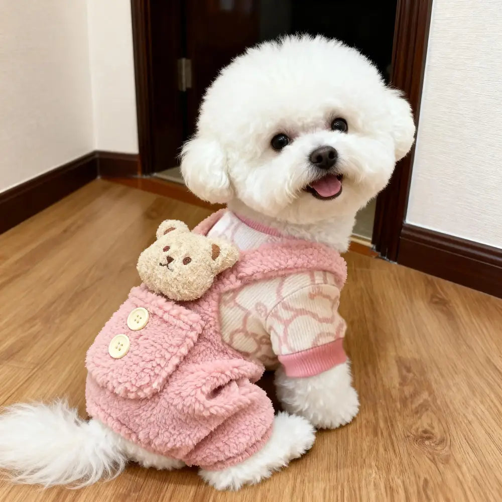犬服 秋冬 新作 厚手 保温 コットンジャケット 小型犬 テディベア ビション ポメラニアン 四足サスペンダーパンツ ID2849