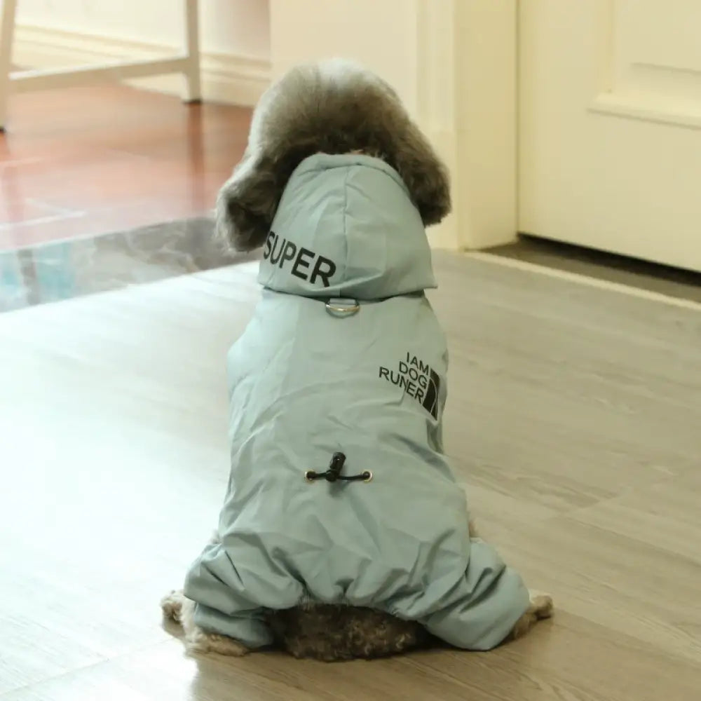 犬用 冬季 防水 スポーツ 四脚 コットン ペット用 秋冬 新作 ビション テディ 服 ID3229 ブルー / S