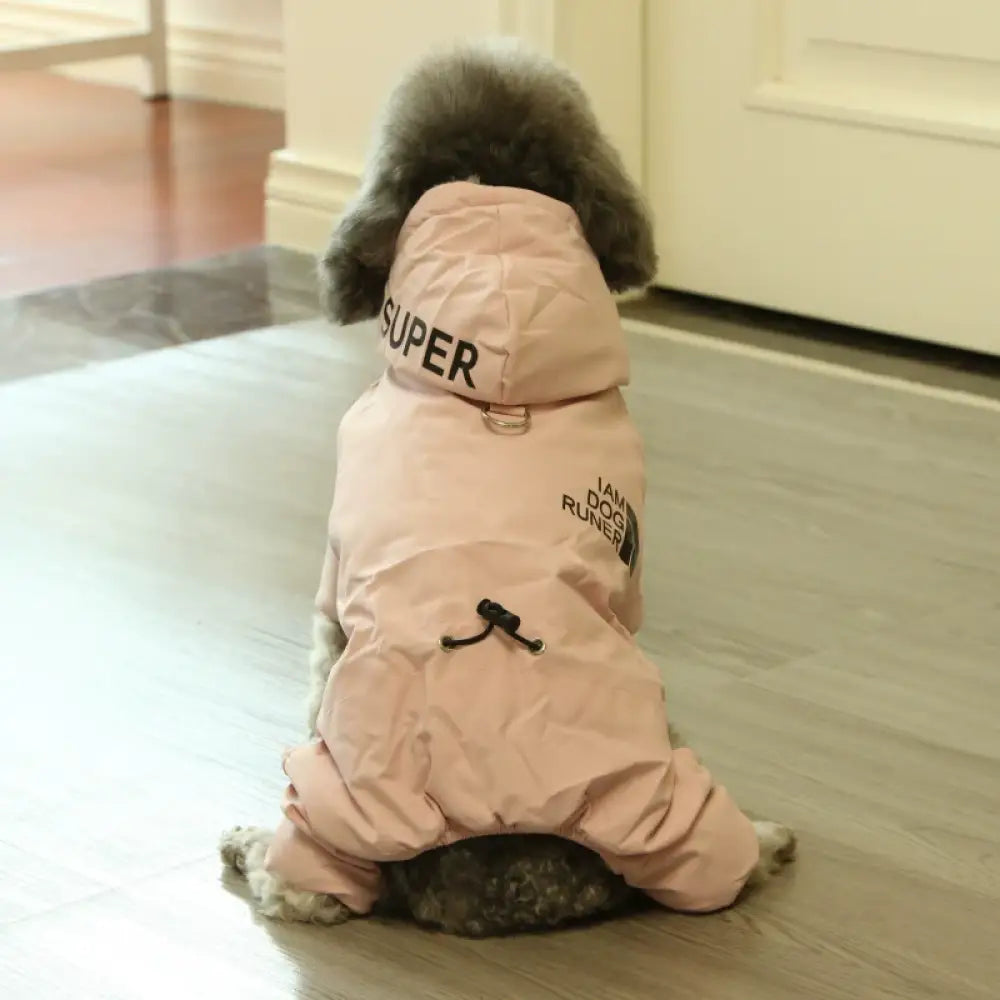 犬用 冬季 防水 スポーツ 四脚 コットン ペット用 秋冬 新作 ビション テディ 服 ID3229 ピンク / S