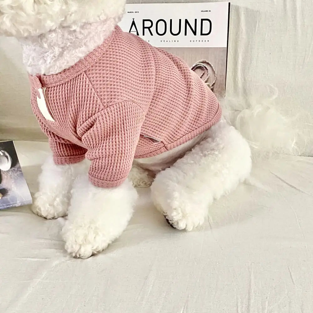 犬 服 秋冬用 犬服 韓国風 ペット トレーナー インナー シャツ テディ ポメラニアン用 2足衣 ペットウェア ID3804 ピンク / XS ペット用品＞ウェア