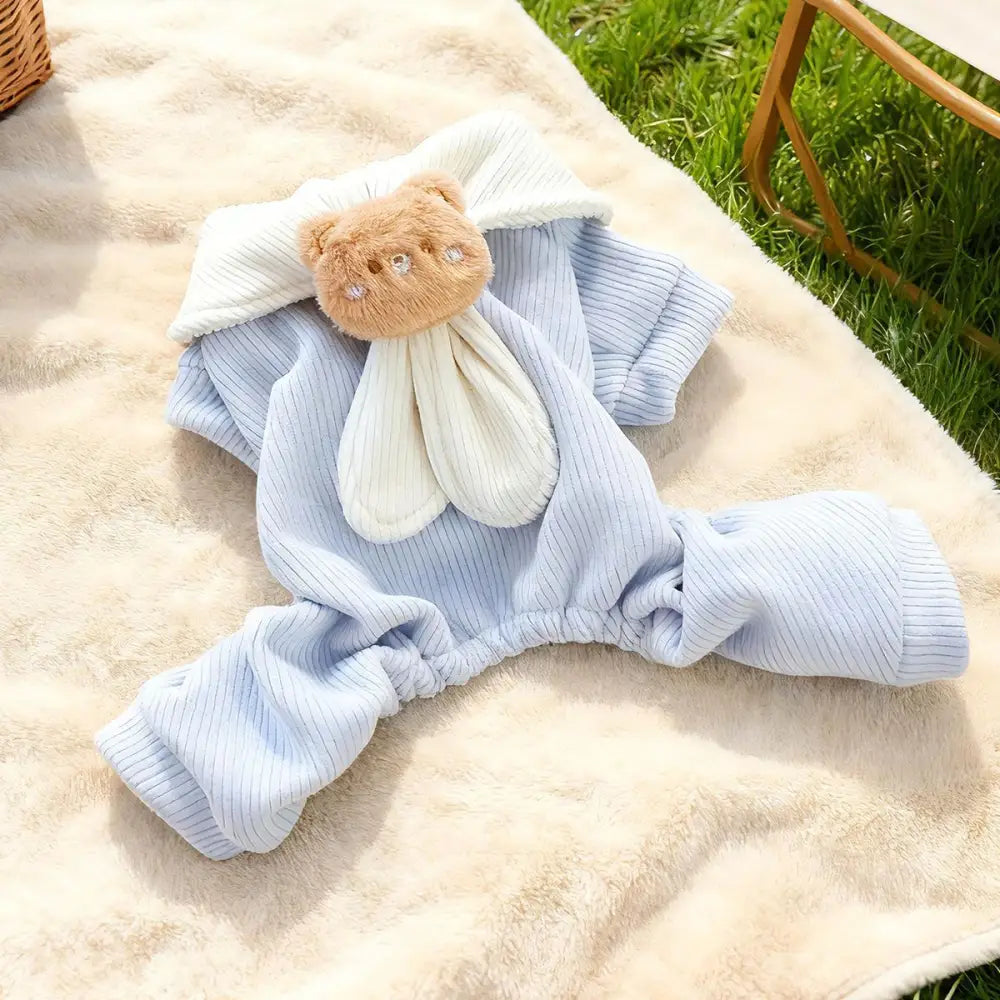 ペット 秋冬 小型犬 ハッピー ドッグ キャット 保温 可愛い 耳 付き 雲 デザイン 四足 ウェア ID3516 写真通り / XS