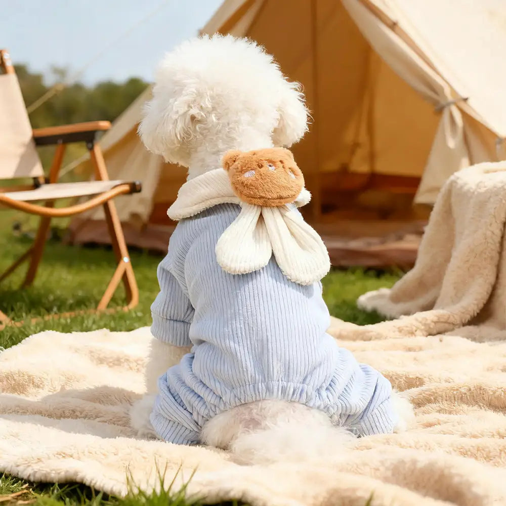 ペット 秋冬 小型犬 ハッピー ドッグ キャット 保温 可愛い 耳 付き 雲 デザイン 四足 ウェア ID3516