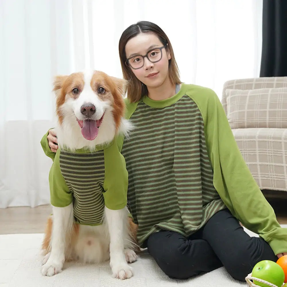 ペットウェア ストライプ 大型犬 新品 猫服 犬用品 フレンチブルドッグ インナーウェア コーギー ID3935 グリーン① / XS