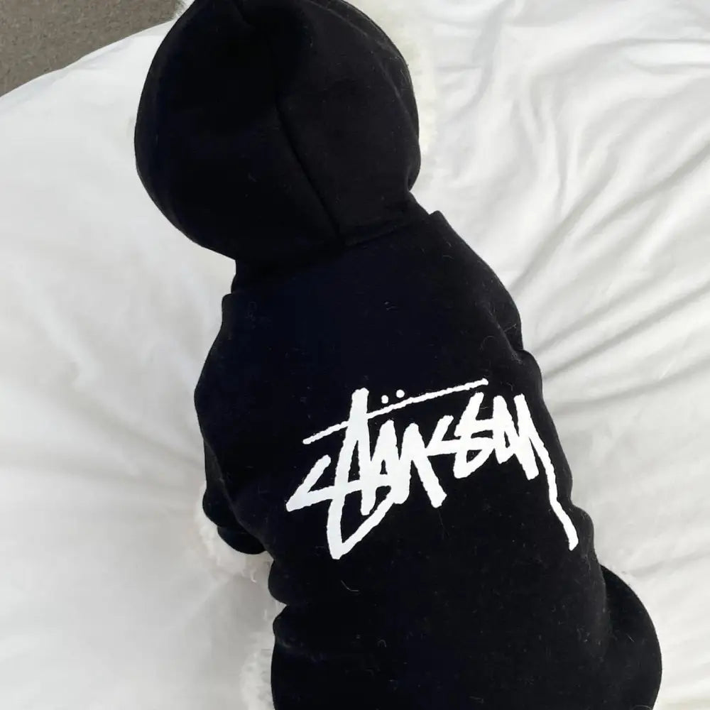 犬の服 秋冬用 小型犬 テディ ベア ボション ペット 猫用 フリース フード付き スウェットシャツ ID3937 ブラック / XS