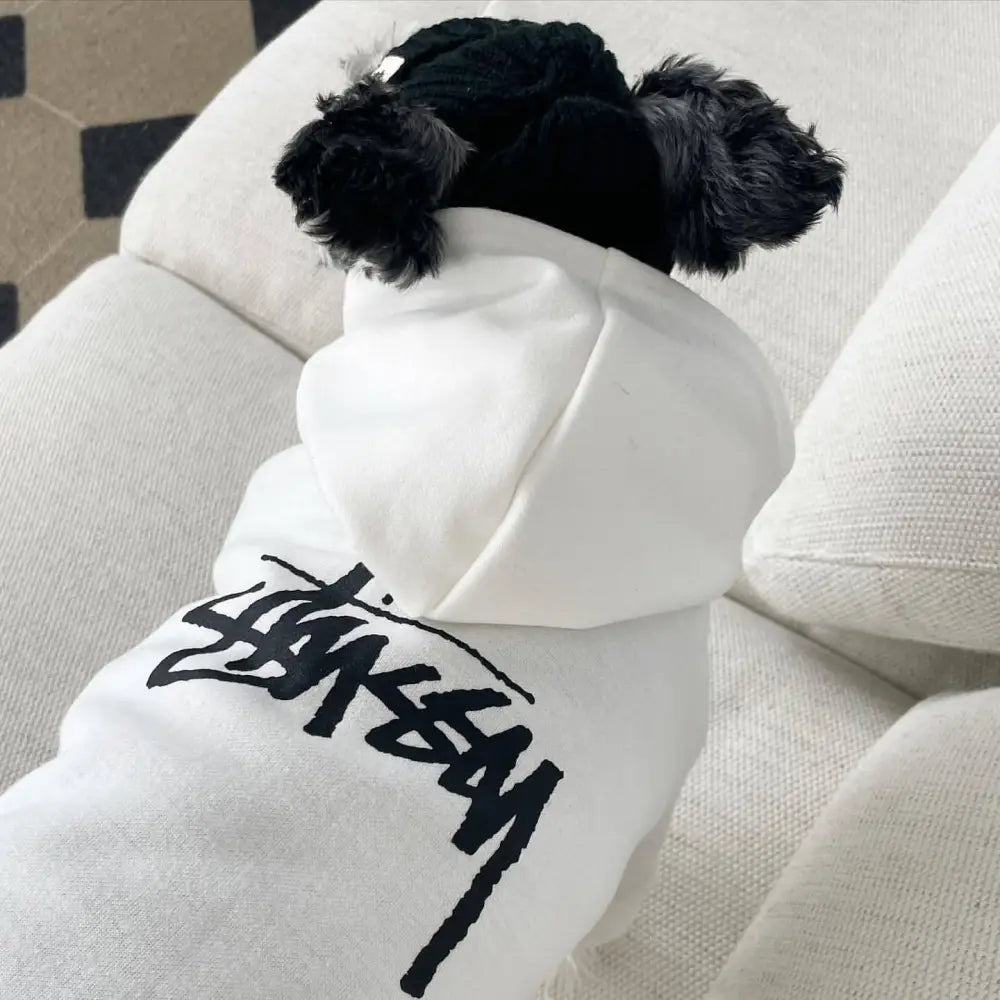 犬の服 秋冬用 小型犬 テディ ベア ボション ペット 猫用 フリース フード付き スウェットシャツ ID3937 ホワイト / XS