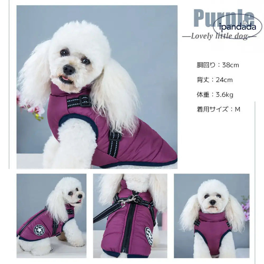 犬 服 ウエア ベスト 犬の服 秋冬 背中開き タンクトップ ジャケット アウター ハーネス付き ファスナー ジッパー ダウン風 暖かい ドッグウェア あったか 散歩着 お出かけ 撥水 着せやすい 裏起毛 フリース ボア 防寒 かわいい ワッペン ID2736