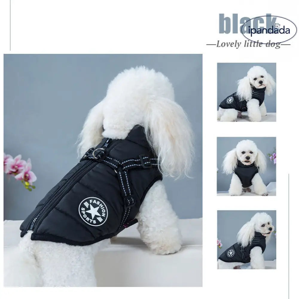 犬 服 ウエア ベスト 犬の服 秋冬 背中開き タンクトップ ジャケット アウター ハーネス付き ファスナー ジッパー ダウン風 暖かい ドッグウェア あったか 散歩着 お出かけ 撥水 着せやすい 裏起毛 フリース ボア 防寒 かわいい ワッペン ID2736