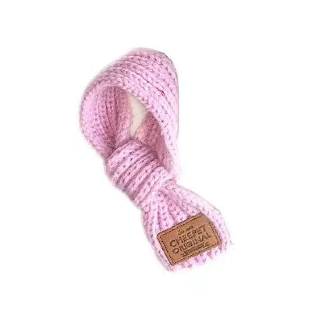 犬服 ウール スカーフ ドッグウィア アクセサリー ペット服 犬用 柔らかい マフラー 厚手 可愛い 暖かい オシャレS～M ピンク / S：首回り17-19 ペット用品＞ウェア