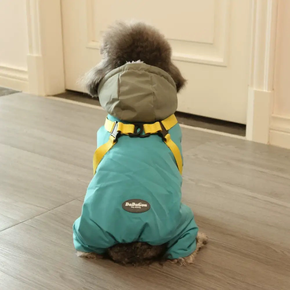 犬用 冬服 四足 サスペンダー クリンチ 保温 ダウンジャケット ビションフリーゼ テディベア ペット服 冬 ID3782 ブルー / S