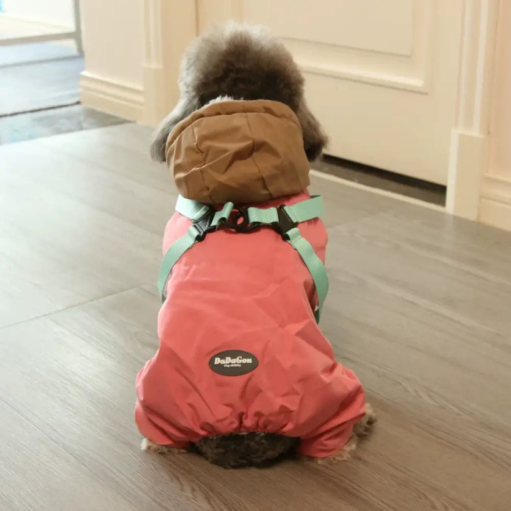 犬用 冬服 四足 サスペンダー クリンチ 保温 ダウンジャケット ビションフリーゼ テディベア ペット服 冬 ID3782 ピンク / S