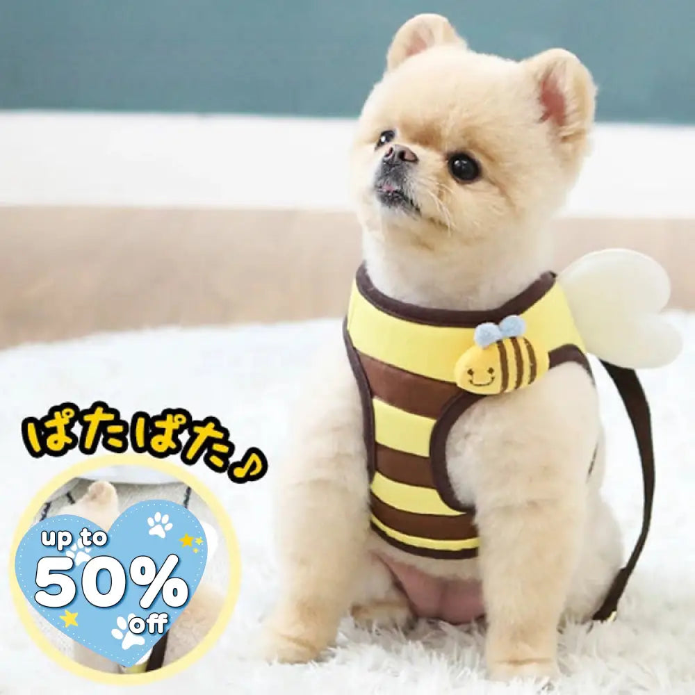 ID874 犬 ハーネス 羽付き ミツバチ お出かけ 散歩 胴輪 ペット用品 かわいい 人気 新作 小型犬 セール お出かけ イツドッグ ペット用品＞ハーネス・リード