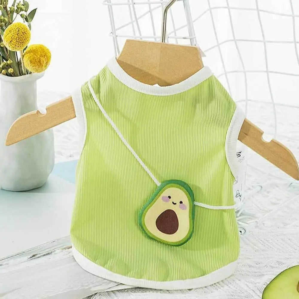 ID1175 犬猫服 夏用 アボカド柄 ノンスリップベスト トイプードル ビション 子犬 子猫 薄手 通気性 洗える XS～XXLサイズ 写真通り② / XS ペット用品＞おもちゃ