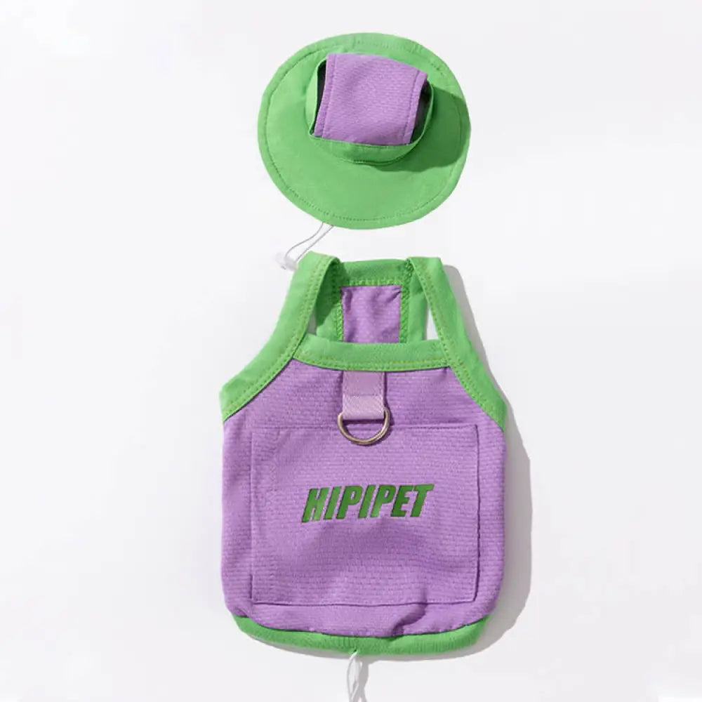 ID1253 犬 猫 ペット 夏 クール 冷却 保冷 散熱 ひんやり 服 衣類 ベスト 調節可能リード 保冷剤付き UVカット 日よけ アウトドア 人気 おすすめ パープル / XS ペット用品＞ウェア