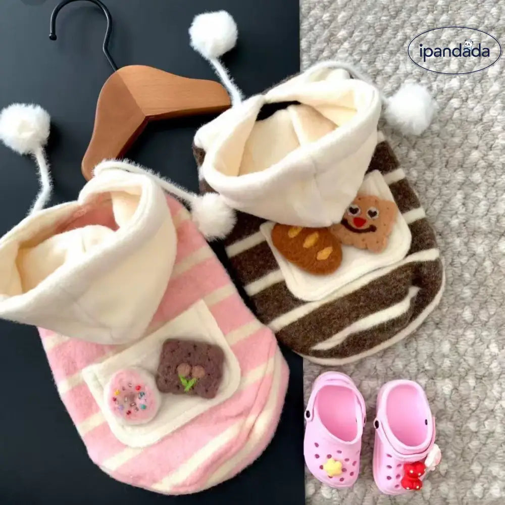 犬猫用 ウェア 冬用 保温 スウェット 可愛い フェルト 小型犬 用 テディシュナウザー フード付き スウェット ID3307