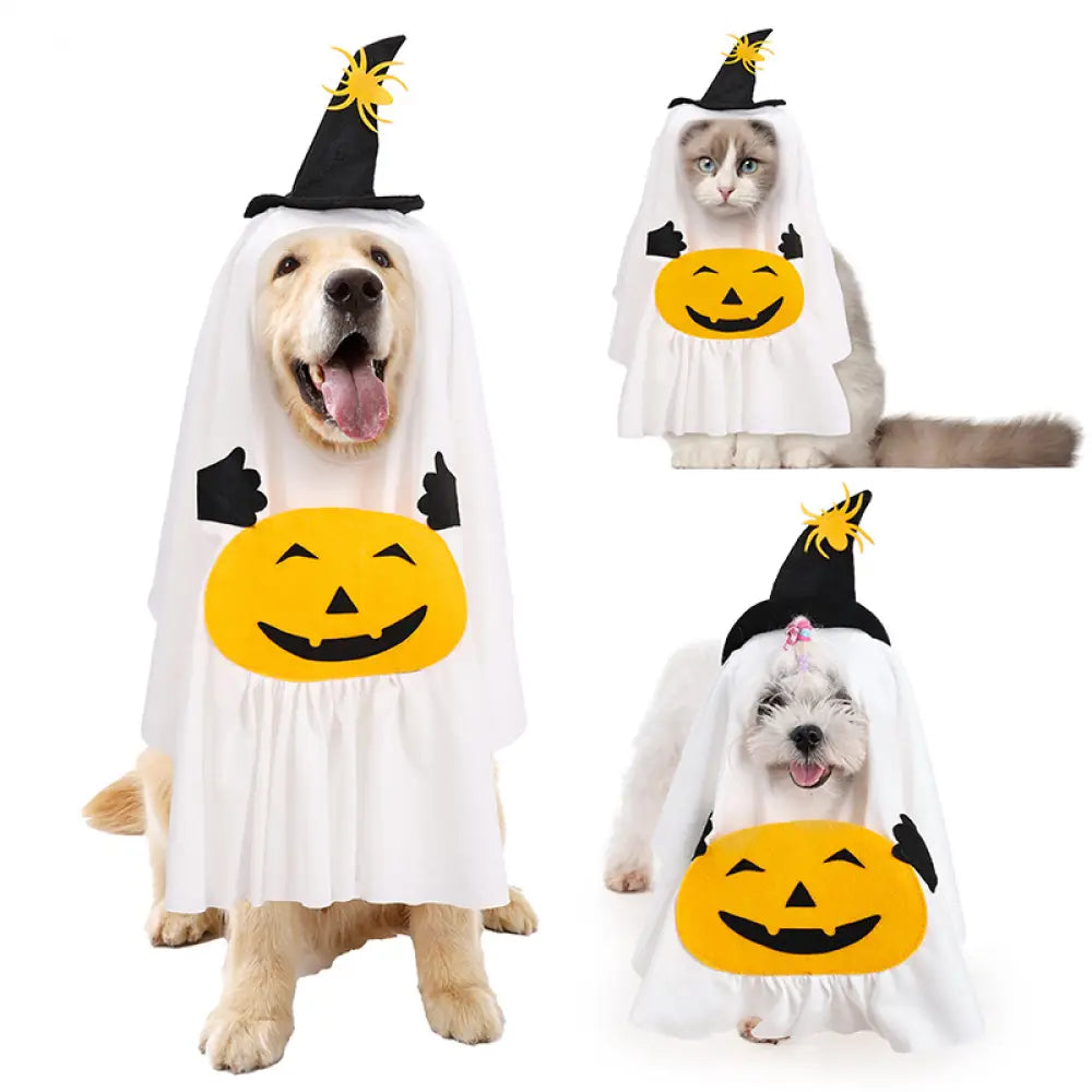 犬 おもしろ 衣装 セット クリエイティブ 南瓜 ゴースト ペット 変身 コスチューム ハロウィン 犬用衣装 ID2691
