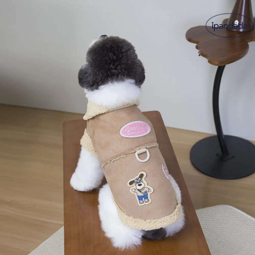 犬用 2脚服 秋冬用 加厚 保温 防寒 ペット 猫用 ビション フリーゼ テディ ベア シープスキン スエード コート ID2550