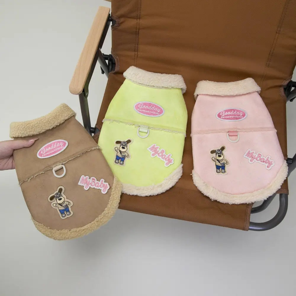犬用 2脚服 秋冬用 加厚 保温 防寒 ペット 猫用 ビション フリーゼ テディ ベア シープスキン スエード コート ID2550