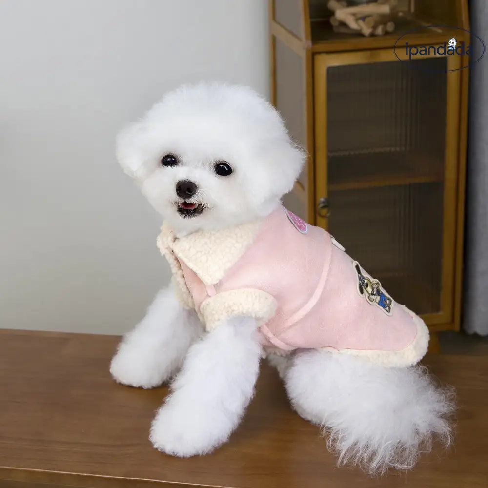 犬用 2脚服 秋冬用 加厚 保温 防寒 ペット 猫用 ビション フリーゼ テディ ベア シープスキン スエード コート ID2550