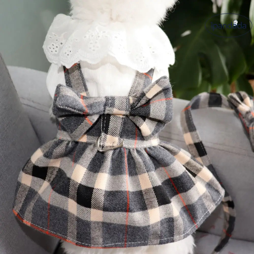 犬用 薄手 ワンピース 牽引ロープ付き チェスト＆バックスタイル ネットインフルエンサー風 プリンセスドレス 夏用 テディベア ビションフリーゼ ペット服 猫用衣服 ID2448