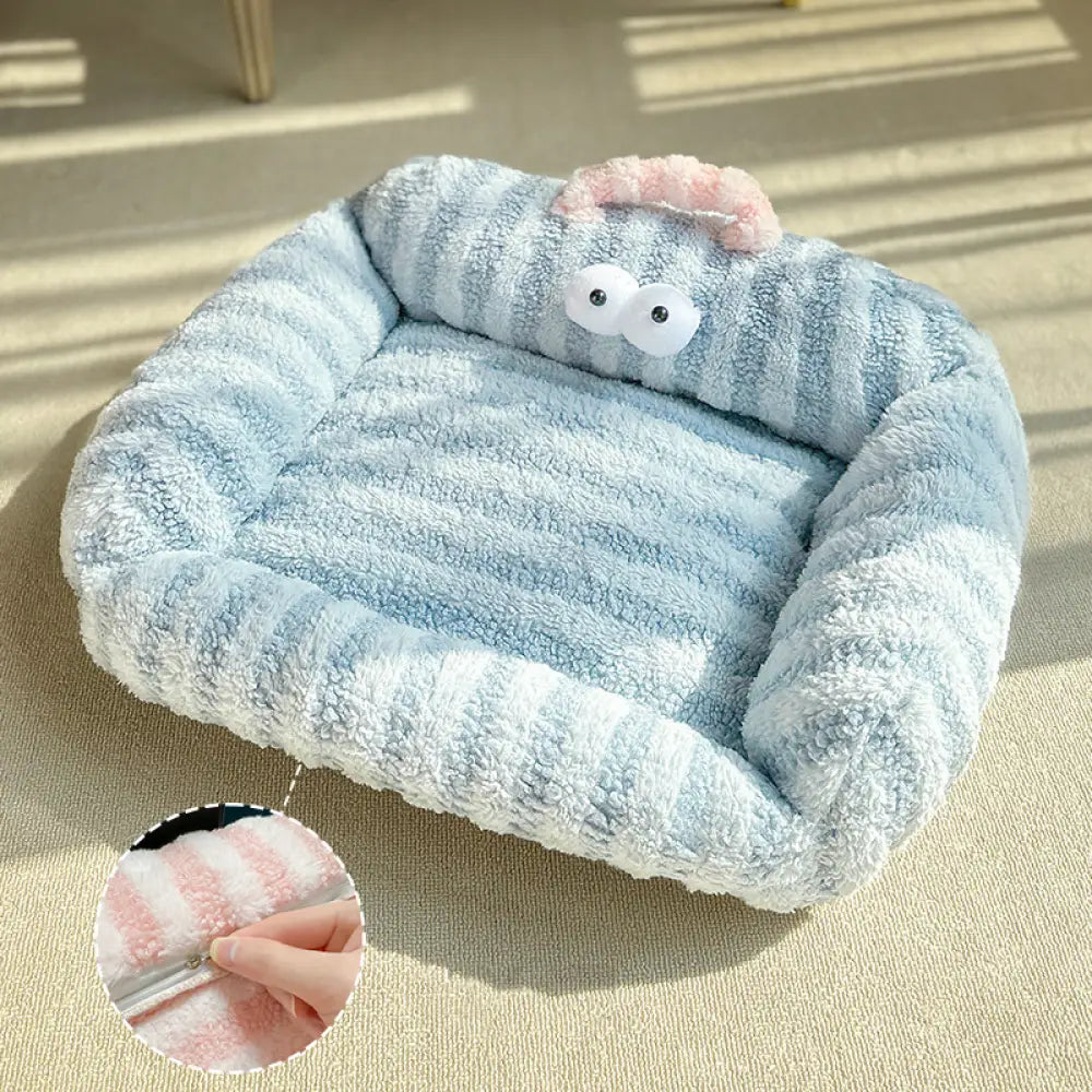 犬用 ベッド 冬用 暖かい ペット ソファ 小型犬 用 ベッド マット ソフトマット 冬用 子犬 専用 ベッド 猫用 ベッド ID2116 ブルー 取り外し可能なタイプ / S ペット用品>ベッド・ハウス