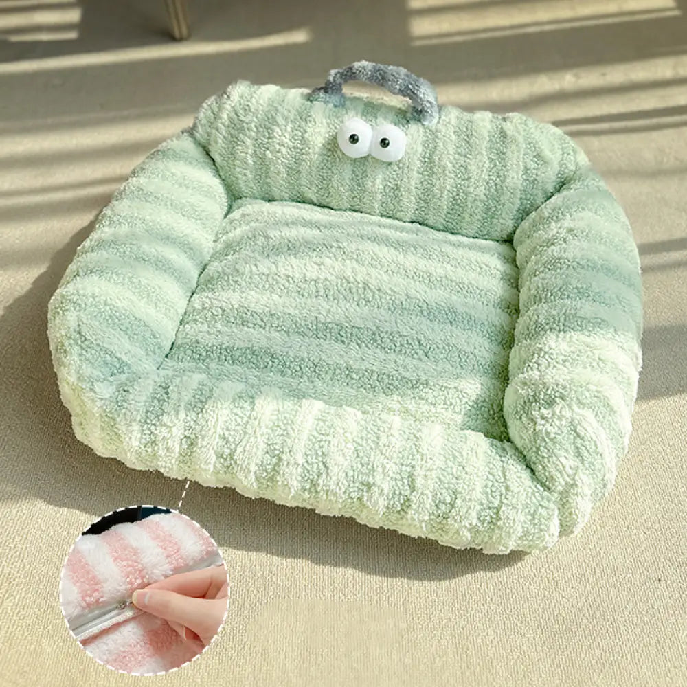犬用 ベッド 冬用 暖かい ペット ソファ 小型犬 用 ベッド マット ソフトマット 冬用 子犬 専用 ベッド 猫用 ベッド ID2116 グリーン 取り外し可能なタイプ / S ペット用品>ベッド・ハウス