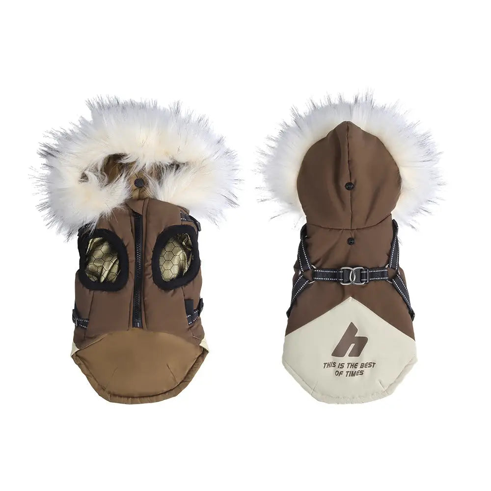 犬用 ダウン風 コート フード付き 加厚 防寒 ジャケット ペットウェア 冬 あったか クリスマスプレゼント にも最適 おしゃれ 散歩服 小型犬 中型犬 アウター ID3413