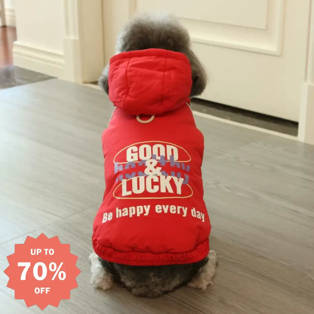 犬用 冬 保温 アメリカン 厚手 小型犬用 中型犬用 ダウンジャケット ビションフリーゼ テディベア ペット服 秋冬用 ID3784 レッド / S