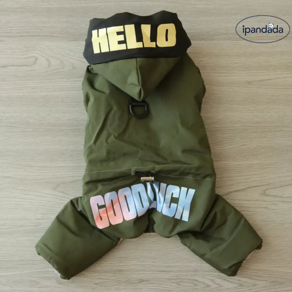 犬用 冬服 フルボディ 帽子付き プリント 防水 厚手 綿コート ビション・フリーゼ テディベア ペットウェア 秋冬用 ID3554