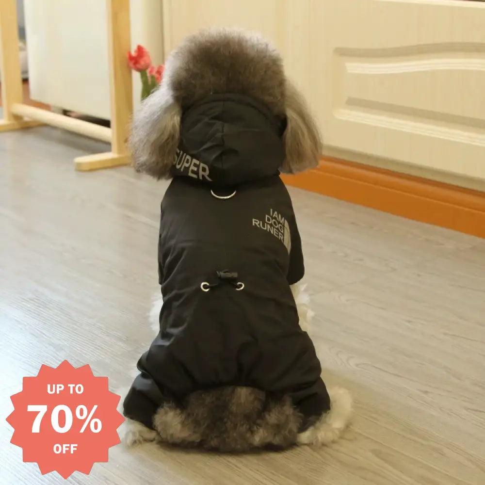 犬用 冬季 防水 スポーツ 四脚 コットン ペット用 秋冬 新作 ビション テディ 服 ID3229 ブラック / S