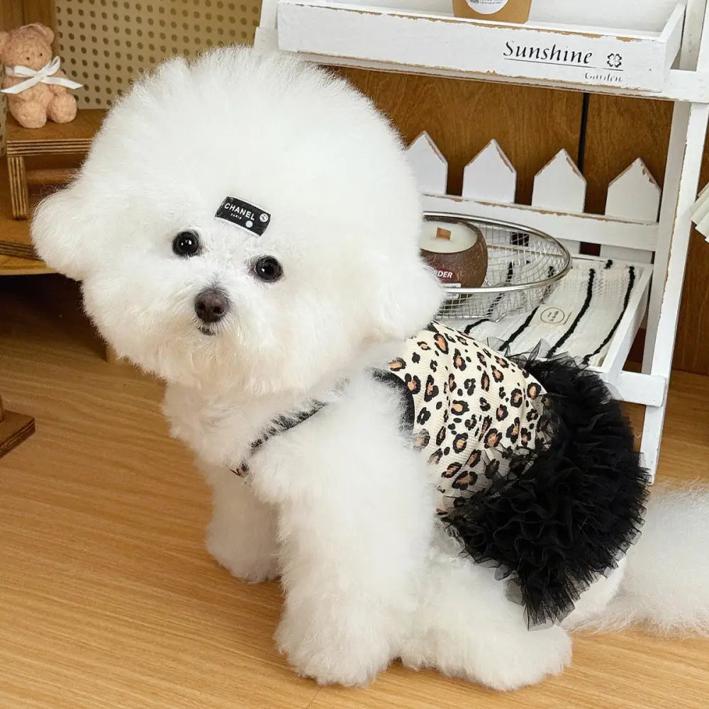 犬用 フェア リースパゲッティドレス ヒョウ柄 メッシュ 毛が抜けにくい テディベア ビション フィービー 猫用 ヒョウ柄デザイン ID2279