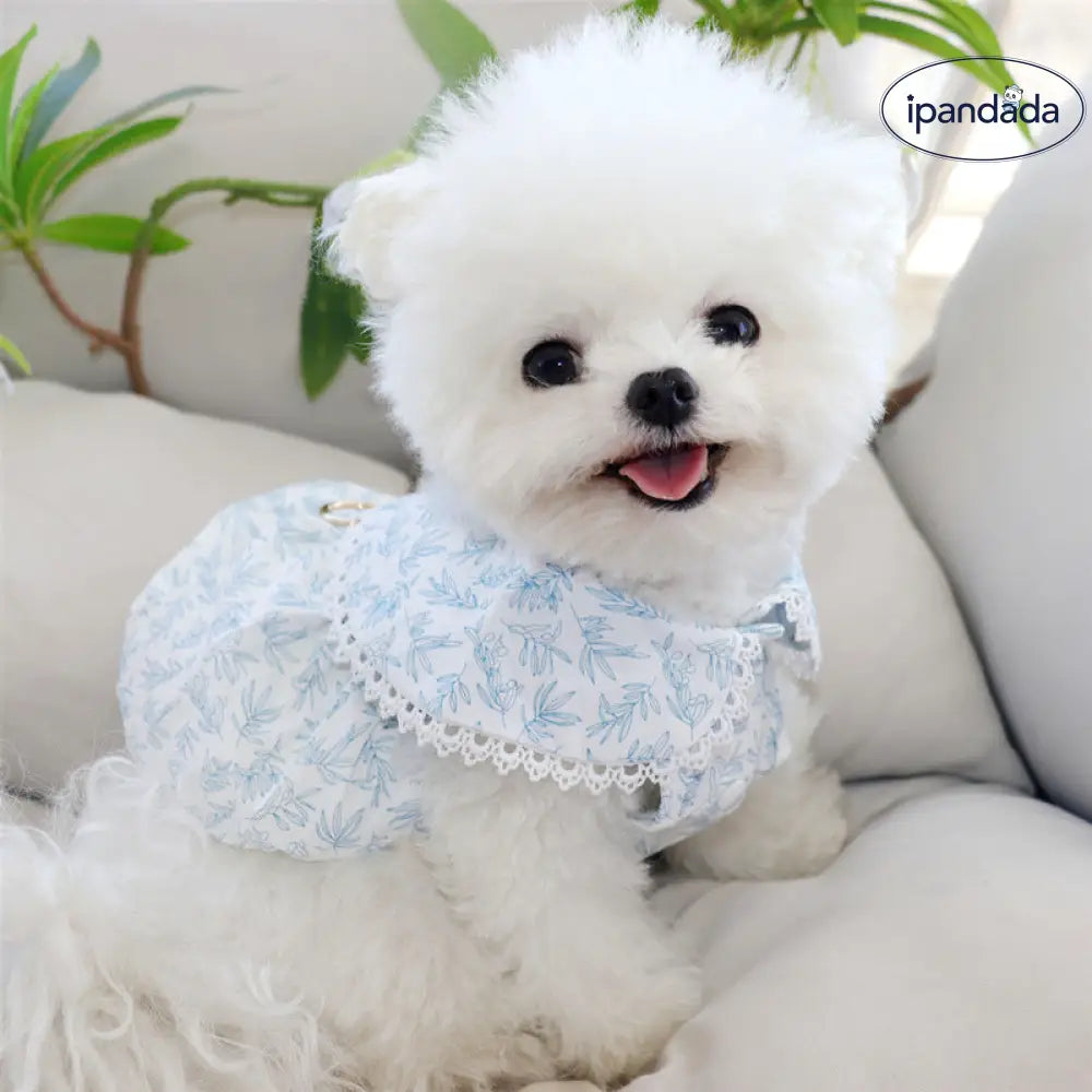 犬用服 薄手 牽引リング付き フランス風 花柄 フェアリードレス 新作 ペット用 ビションフリーゼ テディ ベア 猫用 ID2400