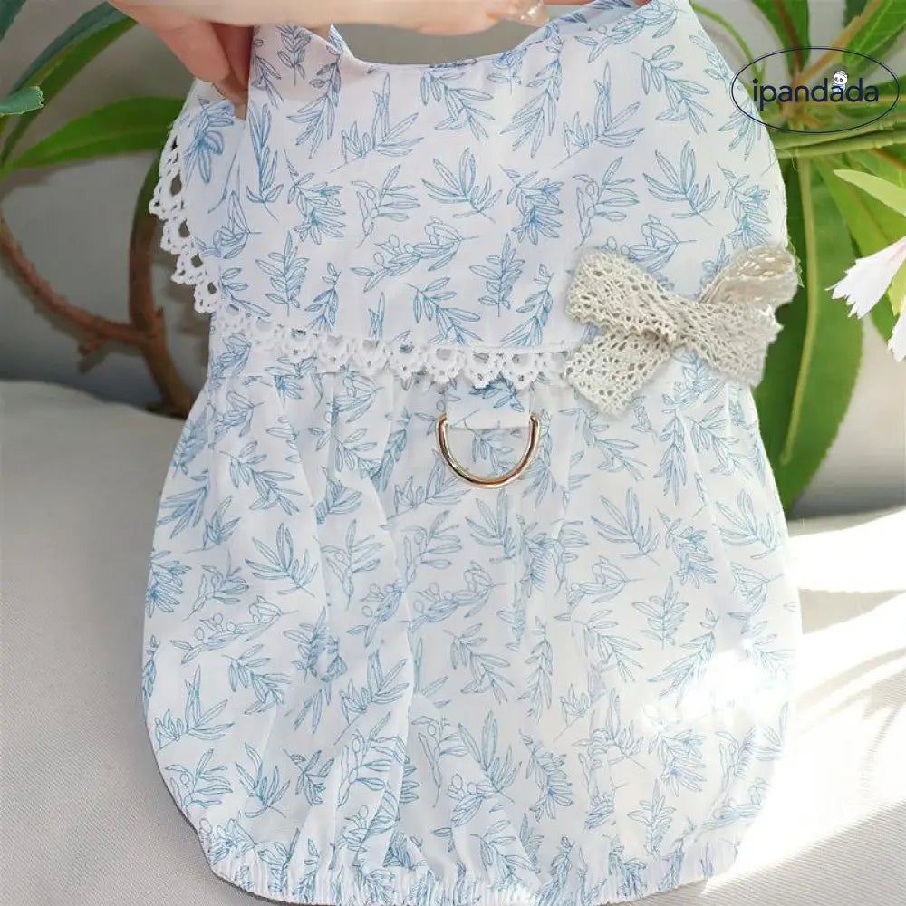 犬用服 薄手 牽引リング付き フランス風 花柄 フェアリードレス 新作 ペット用 ビションフリーゼ テディ ベア 猫用 ID2400