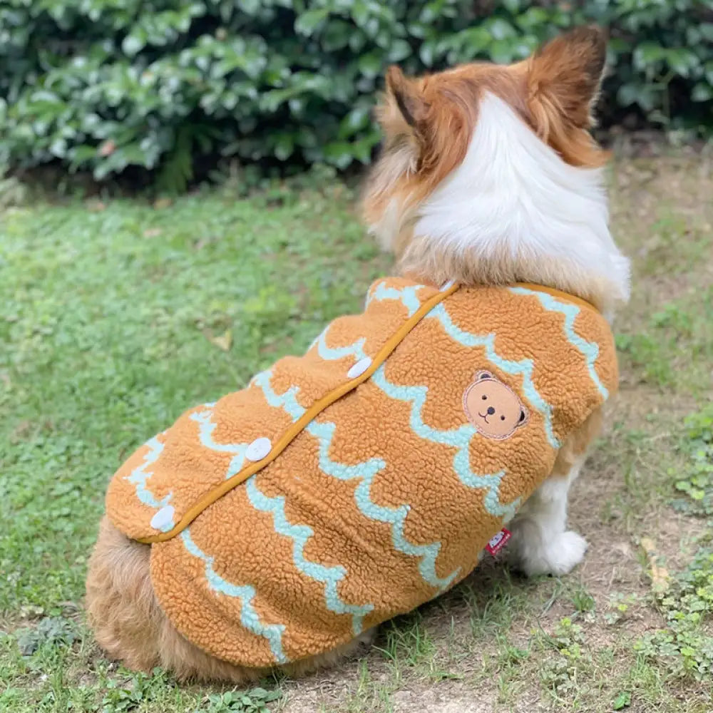 犬用 服 フレンチブル 秋冬用 タイディ コーギー 春用 加厚 フリース 保温 ボメ 中小型犬 ペット ビション ID3006 ブラウン / S