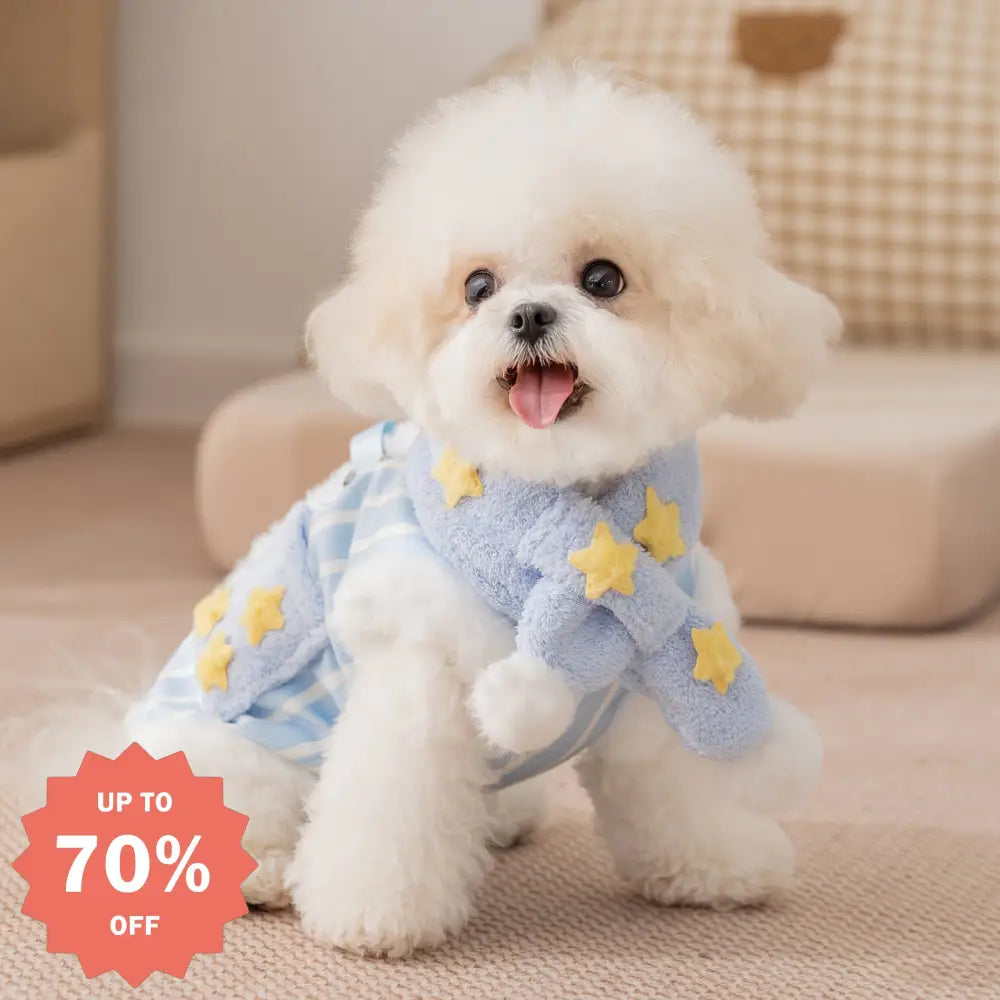 犬用 服 ストライプ スカーフ リード付き ベスト 小型犬 秋冬用 裏起毛 フリース ペット服 ID3424