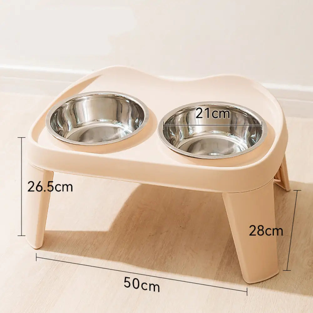 犬用 フードボウル 早食い防止 食器スタンド 水飲み 犬用食器 えさ エサ 選べる2色 ステンレス 折り畳み ベージュ【ステンレスボウル】 / L ペット用品＞おもちゃ