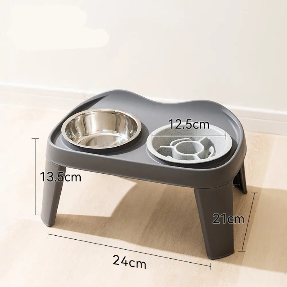 犬用 フードボウル 早食い防止 食器スタンド 水飲み 犬用食器 えさ エサ 選べる2色 ステンレス 折り畳み グレー【早食い防止ボウル】 / S ペット用品＞おもちゃ