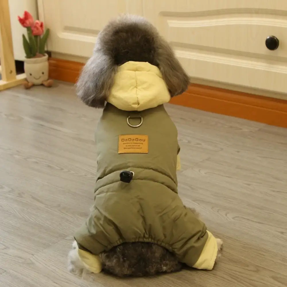 犬用 秋冬 韓国風 四足 小型犬 コットンジャケット ビションフリーゼ テディベア ペットウェア 冬用 ID3244 グリーン / S ペット用品＞ウェア