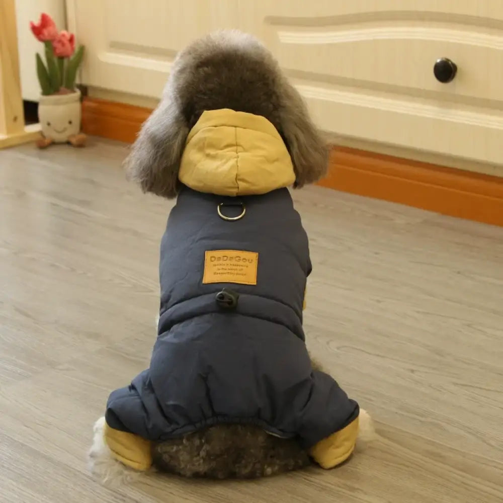 犬用 秋冬 韓国風 四足 小型犬 コットンジャケット ビションフリーゼ テディベア ペットウェア 冬用 ID3244 ネイビー / S ペット用品＞ウェア