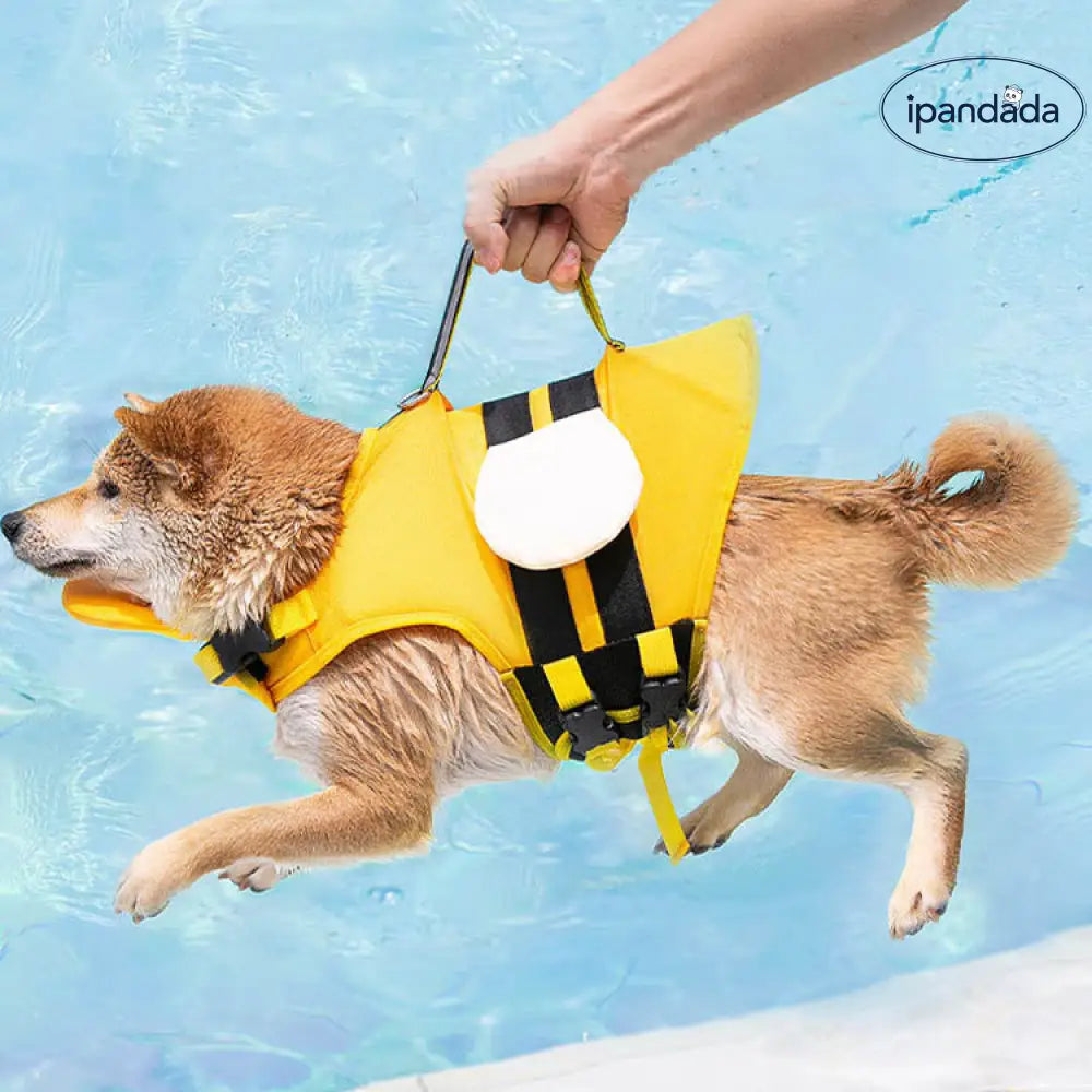 ID1179 犬用 ライフジャケット ハチの着ぐるみ 夏物 浮力補助 プール 水遊び 中小型犬兼用 XS～XXLサイズ 脱着簡単 通気メッシュ SG基準クリア イエロー＆ブラック ペット用品＞おもちゃ