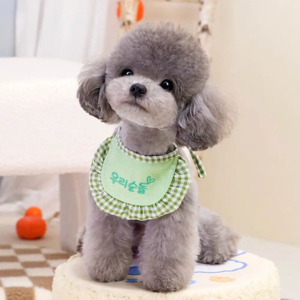 ID1174 犬用 スタイ 韓国風 おしゃれ 三角スカーフ よだれかけ ペットアクセサリー 吸水性 洗える 多色展開 ペットウェアコーデ グリーン / S（きじのながさ11cm） ペット用品＞おもちゃ