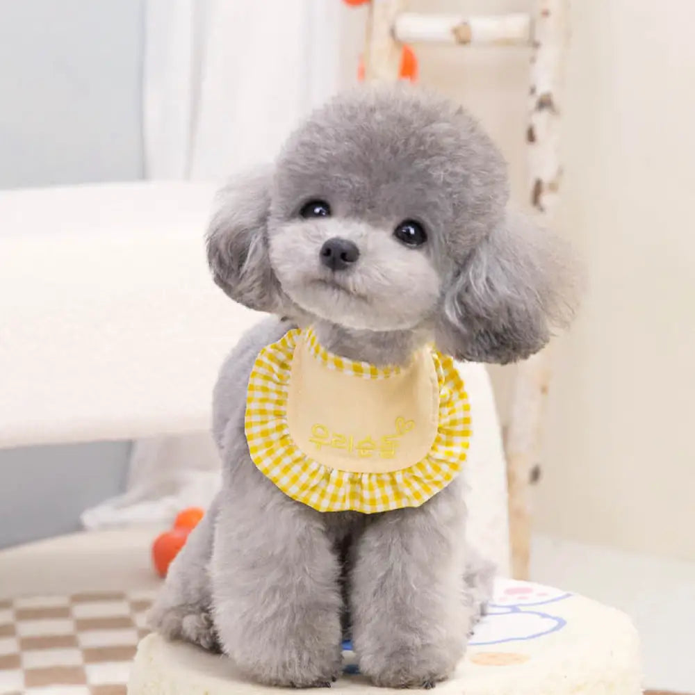 ID1174 犬用 スタイ 韓国風 おしゃれ 三角スカーフ よだれかけ ペットアクセサリー 吸水性 洗える 多色展開 ペットウェアコーデ イエロー / S（きじのながさ11cm） ペット用品＞おもちゃ