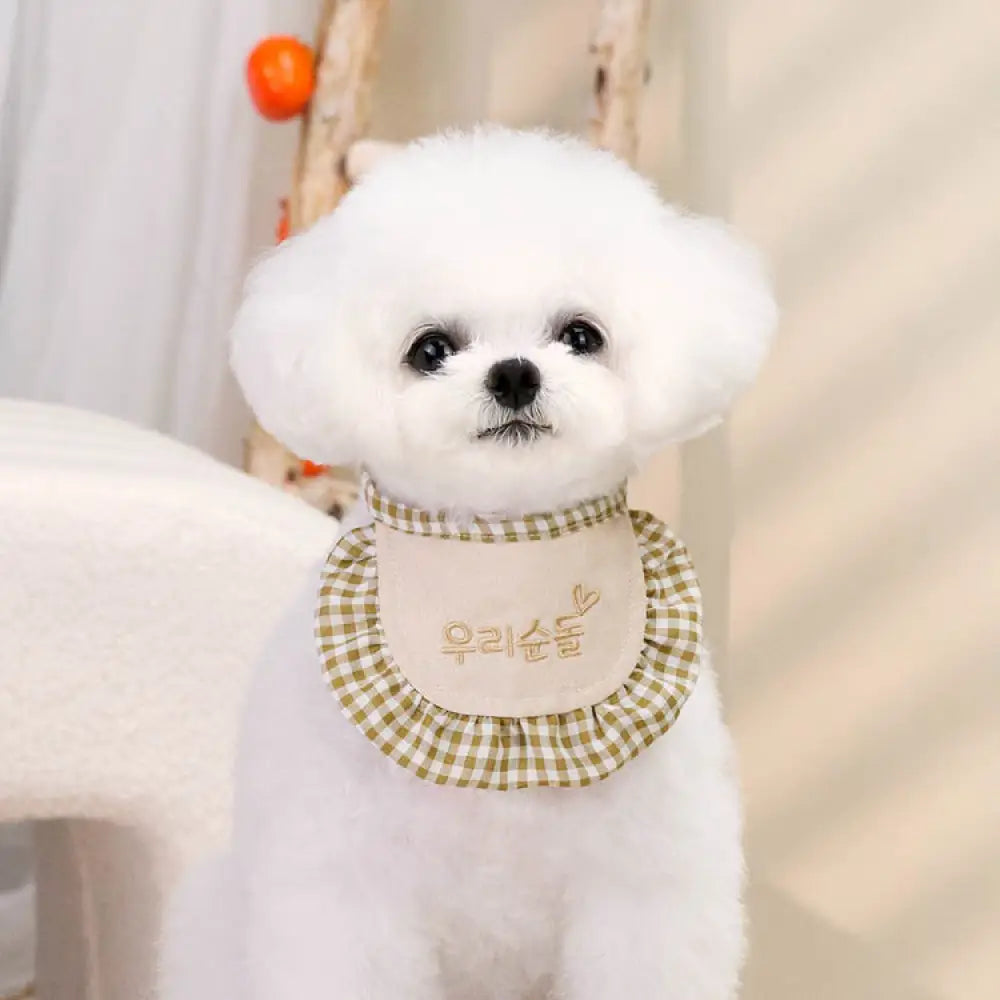 ID1174 犬用 スタイ 韓国風 おしゃれ 三角スカーフ よだれかけ ペットアクセサリー 吸水性 洗える 多色展開 ペットウェアコーデ カーキ / S（きじのながさ11cm） ペット用品＞おもちゃ