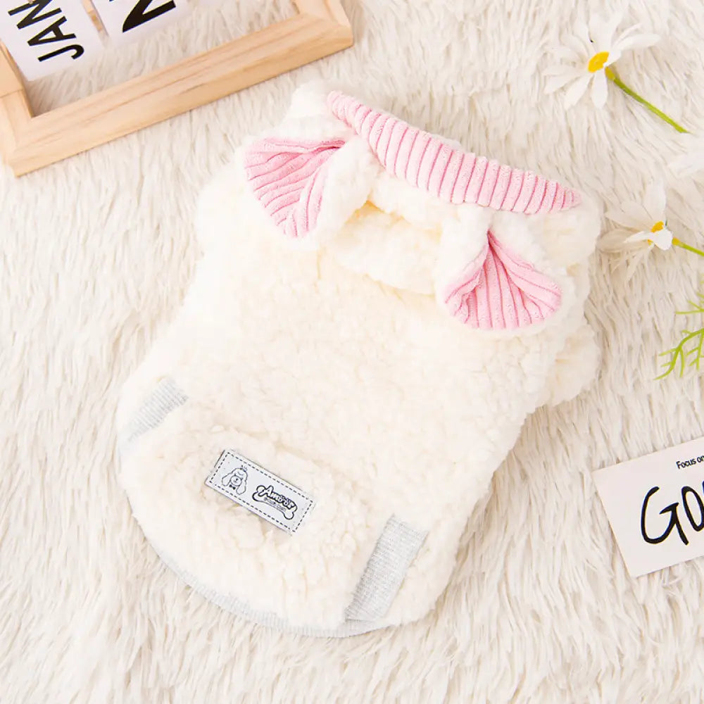 犬用ウェア 秋用 厚手 フリース コーギー服 テディ ベア ポメラニアン 小型犬 猫用 ペット服 ID2394 ホワイト / XS