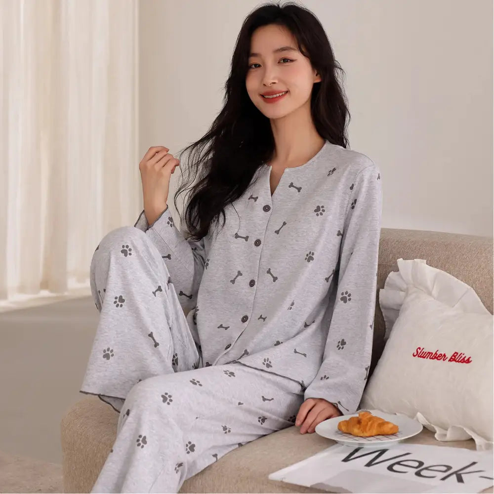 【全7タイプから選べる】 パジャマ レディース 長袖 春秋 薄手 カーディガン かわいい おしゃれ 部屋着 セット 二点セット 柔らかい 肌触り良好 プレゼント 女性 ID4401 タイプ⑥ / M レディース＞セットアップ